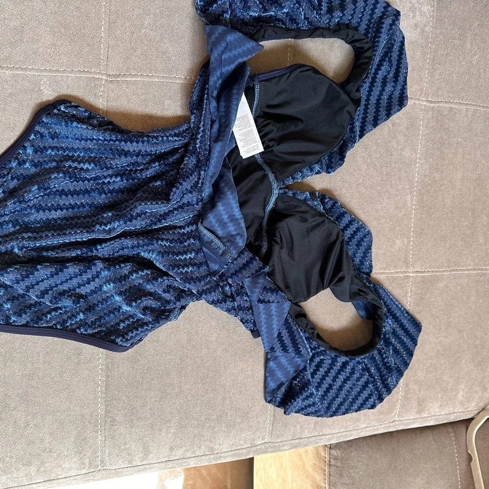 Cupshe Blue One Piece Bodysuit with Ruffled Straps